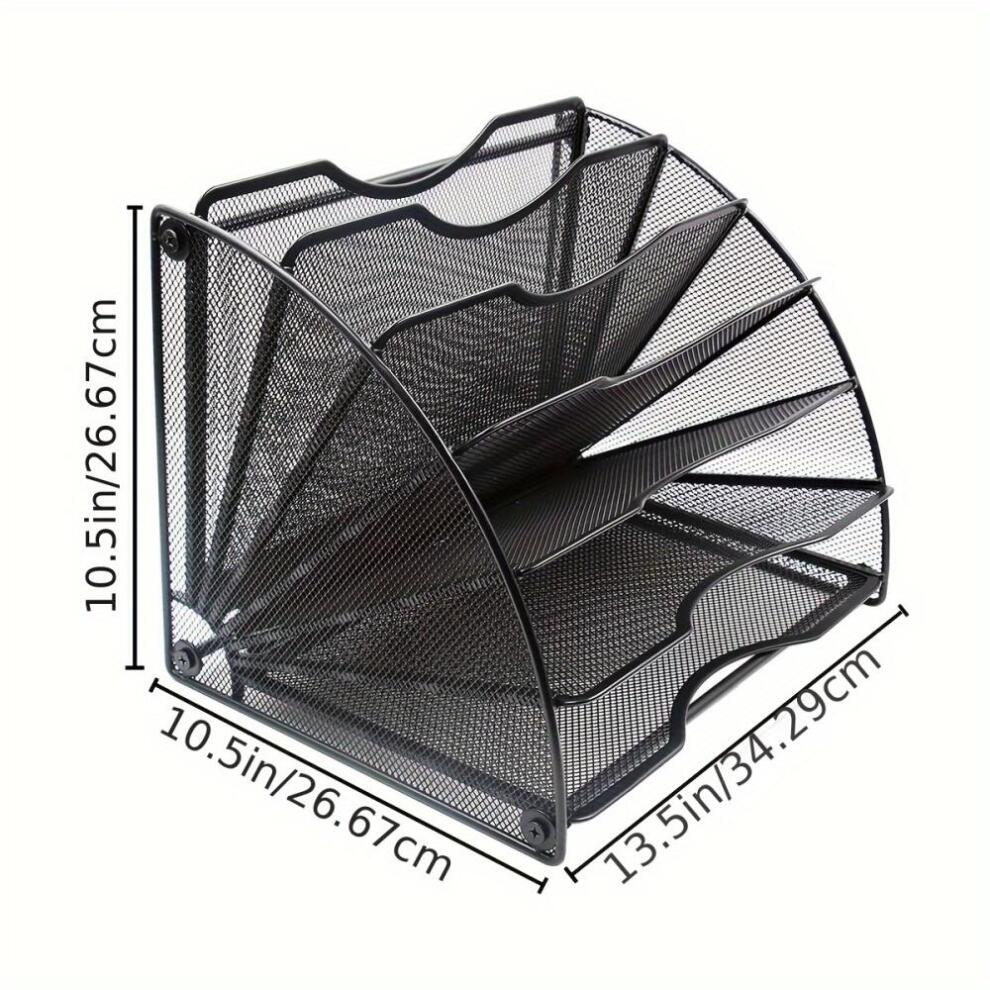 6-Tier Fan-Shaped Mesh File Rack