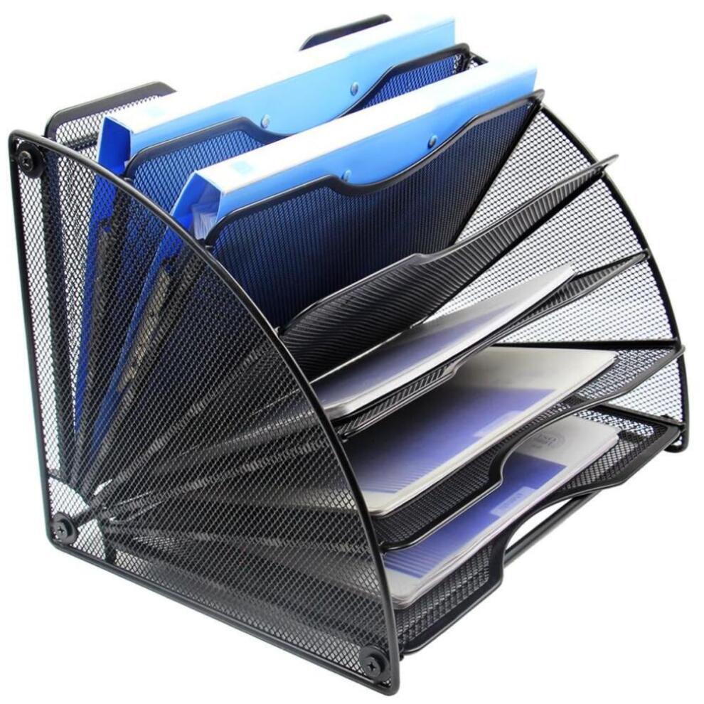 6-Tier Fan-Shaped Mesh File Rack
