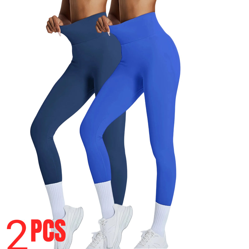 2 Pack Women's High Waisted Seamless Leggings - Butt Lifting & Tummy Control Yoga Pants, Non-See Through Workout Leggings With Soft Compression, Solid Color Activewear