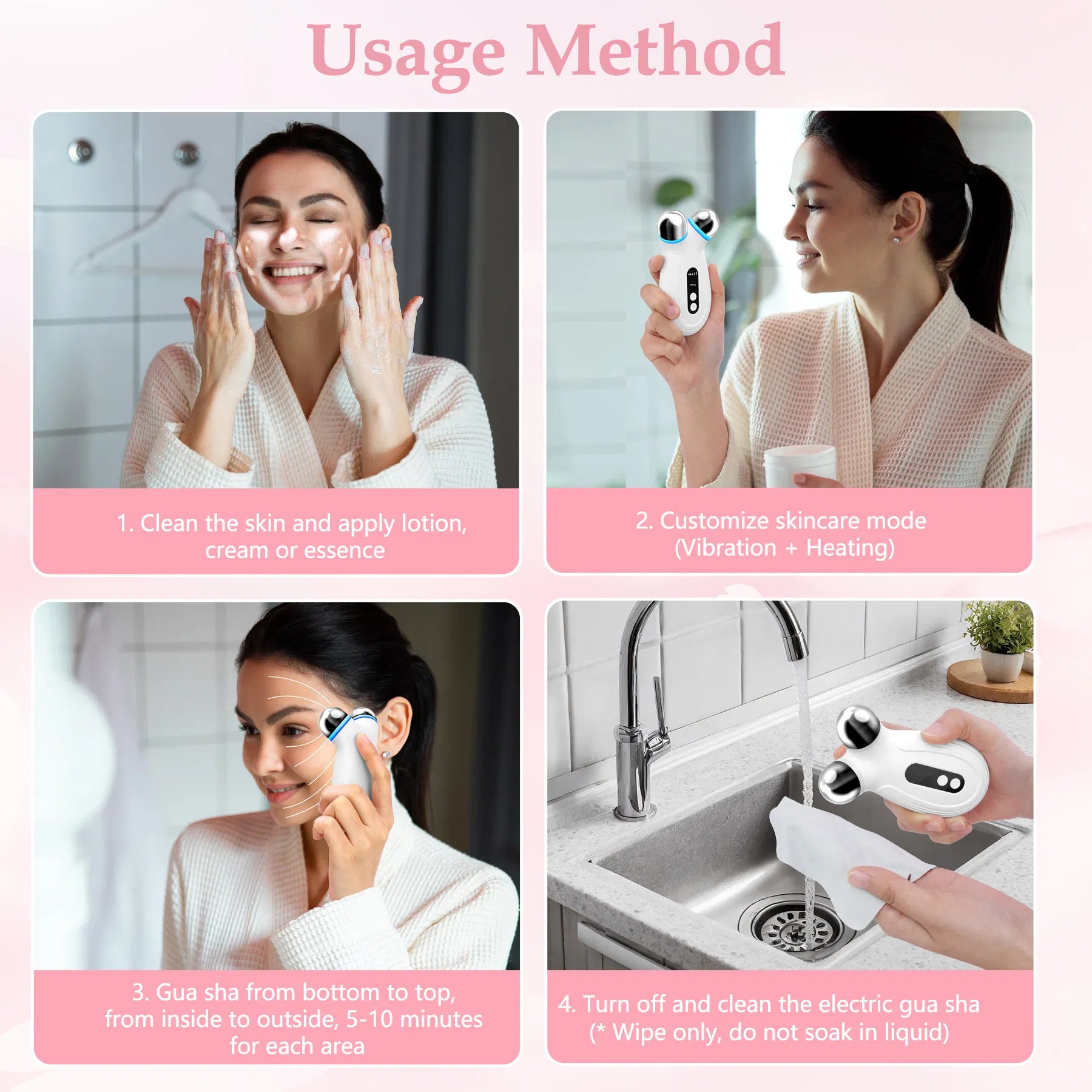 Anti Aging And Wrinkles Microcurrent Facial Device, Boost Skin Care Products Absorption - White
