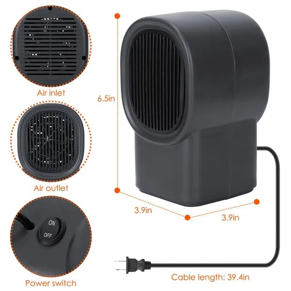 500W Portable Electric Space Heater Mini Desktop Fan Heater